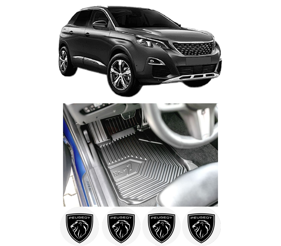 Set covorase presuri PEUGEOT 3008 Van (MR_, MC_, MJ_) din 2016-2018, auto, din cauciuc thermoplastic, 4 Stickere auto cu PEUGEOT