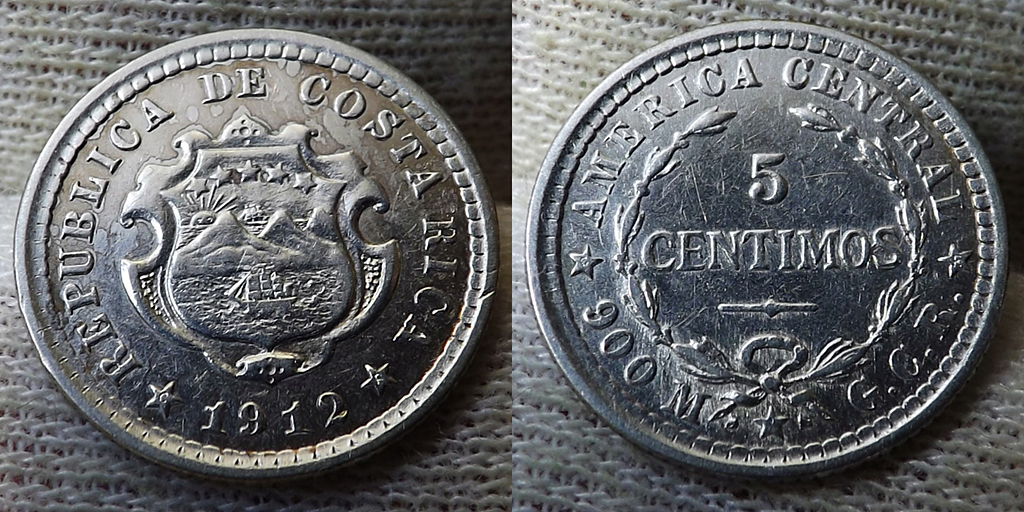 5 centavos de peso. Costa Rica. 1890. En agradecimiento a Ajuntachapas. Dscf5010