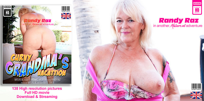 Randy Raz - British Randy Raz is a curvy shaved grandma who loves to masturbate on vacation (31.10.2023)