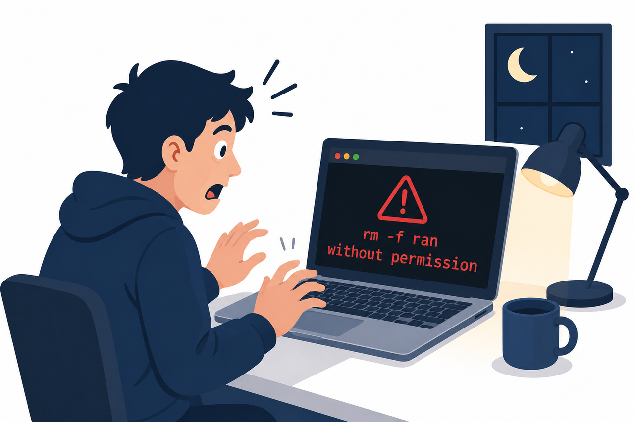 Claude Code ran command without permission rm -f warning illustration