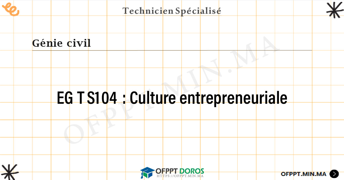 Sommaire détaillé du cours Culture entrepreneuriale EGTS104 OFPPT - Structure du module