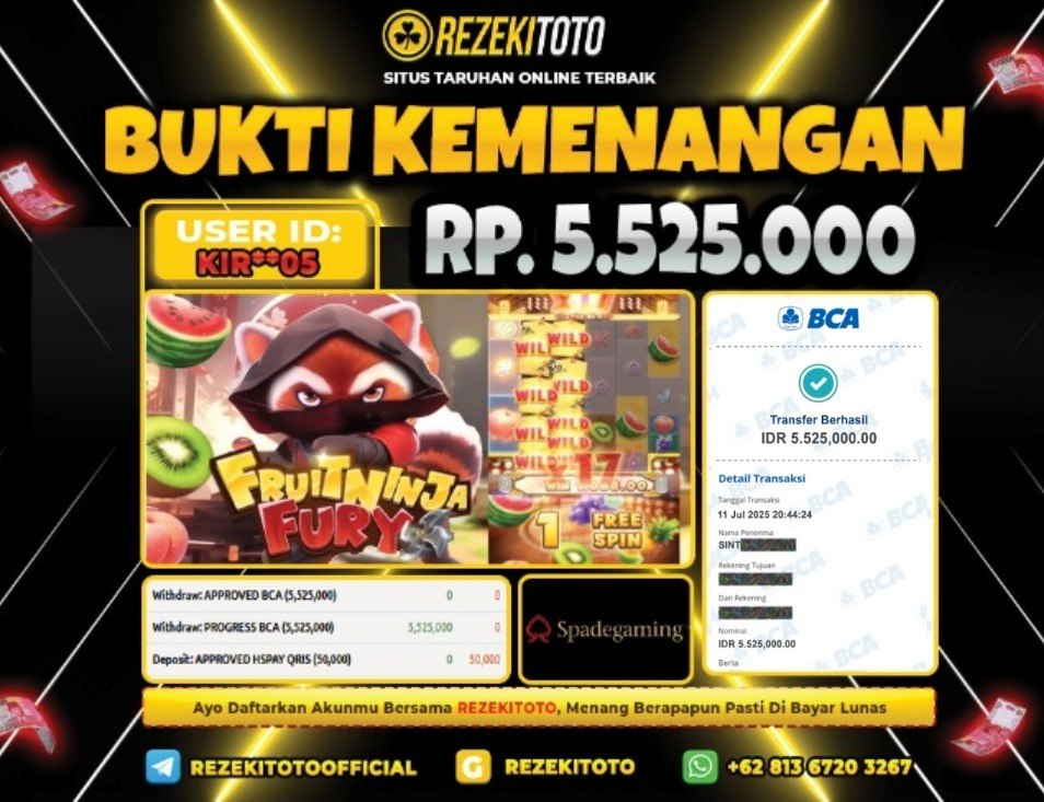 BUKTI KEMENANGAN 11 JULI 2025 FRUIT NINJA FURRY 5 JUTA 