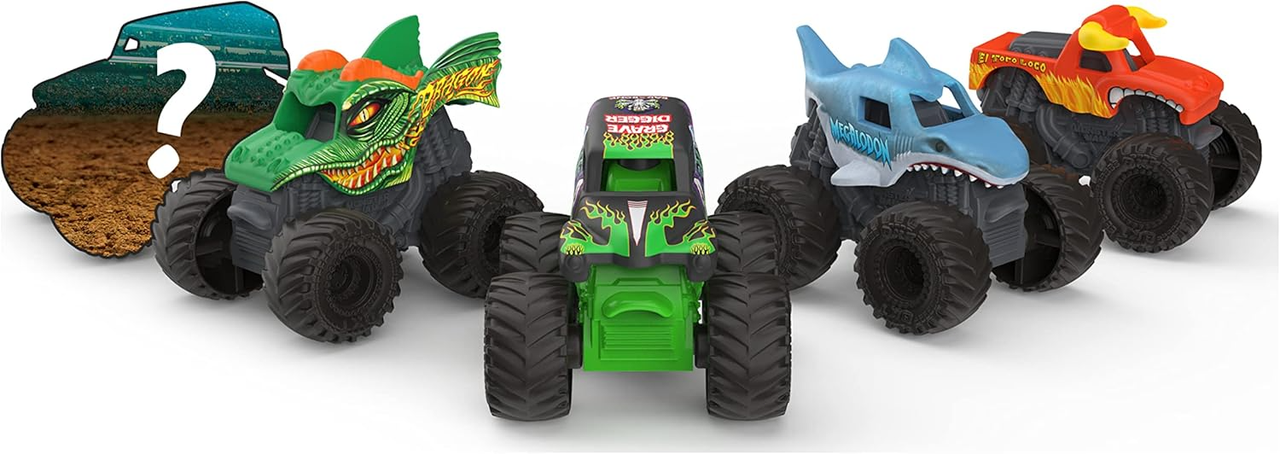 Complete set of 6 mini monster trucks