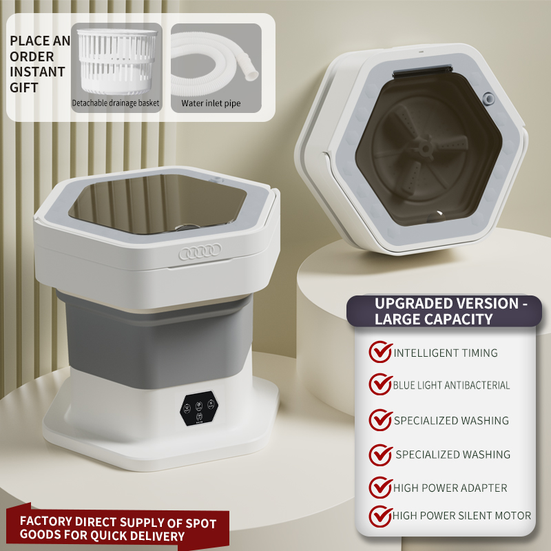 8L Mini Foldable Washing Machine Electric Small Washer for Underwear, Socks