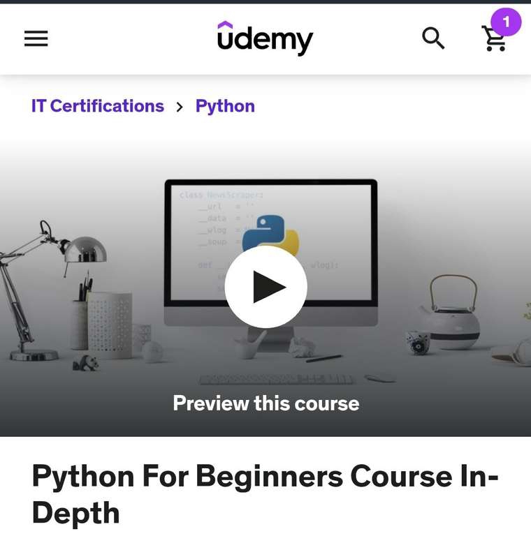 Cupón Udemy: Curso de Python para principiantes en profundidad 
