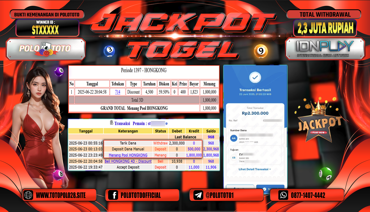 POLOTOTO JACKPOT TOGEL HONGKONG LOTTO Rp2.300.000,-