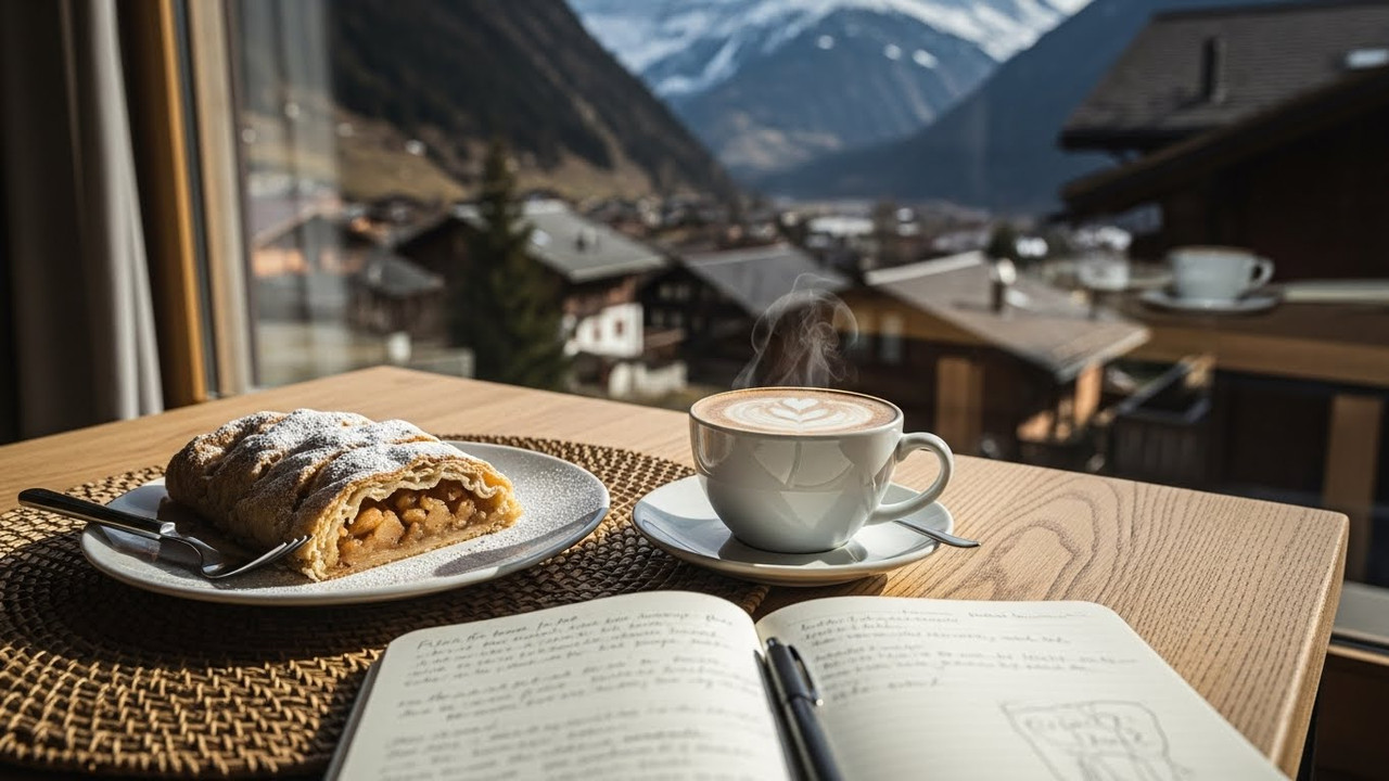 Trilha alpina entre pinheiros