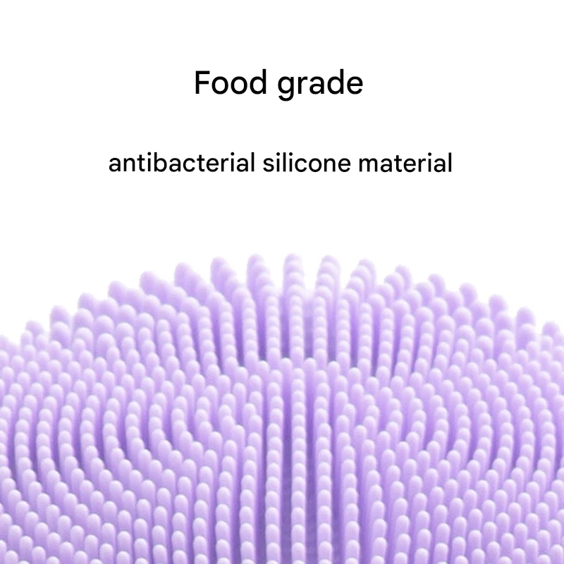 Silicone Facial Cleansing Brush - 6-Speed Vibration, Food-Grade Antibacterial Material with Warming Function(Purple)