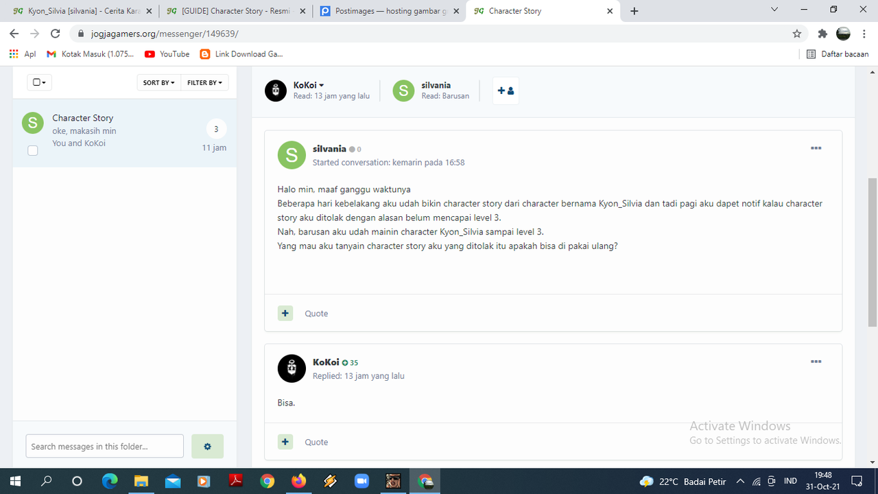 Bukti chat bersama Staff KoKoi