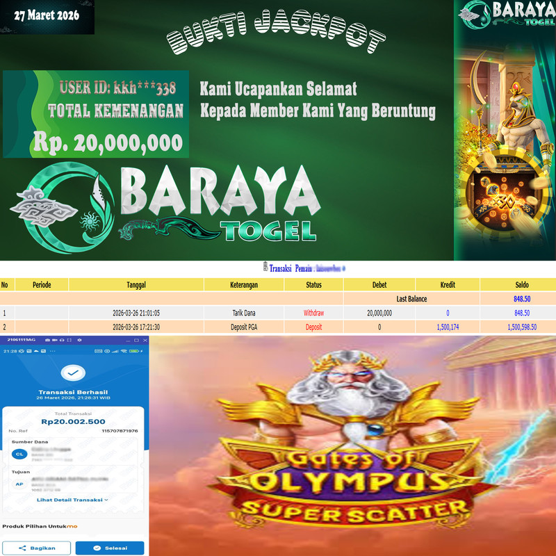 Rp. 20.000.000.- WD LUNAS DI BARAYATOGEL