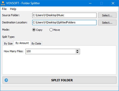 VovSoft Folder Splitter 1.0
