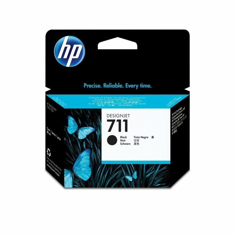 Cartucho de tinta original HP 711 de 80 ml en color negro.