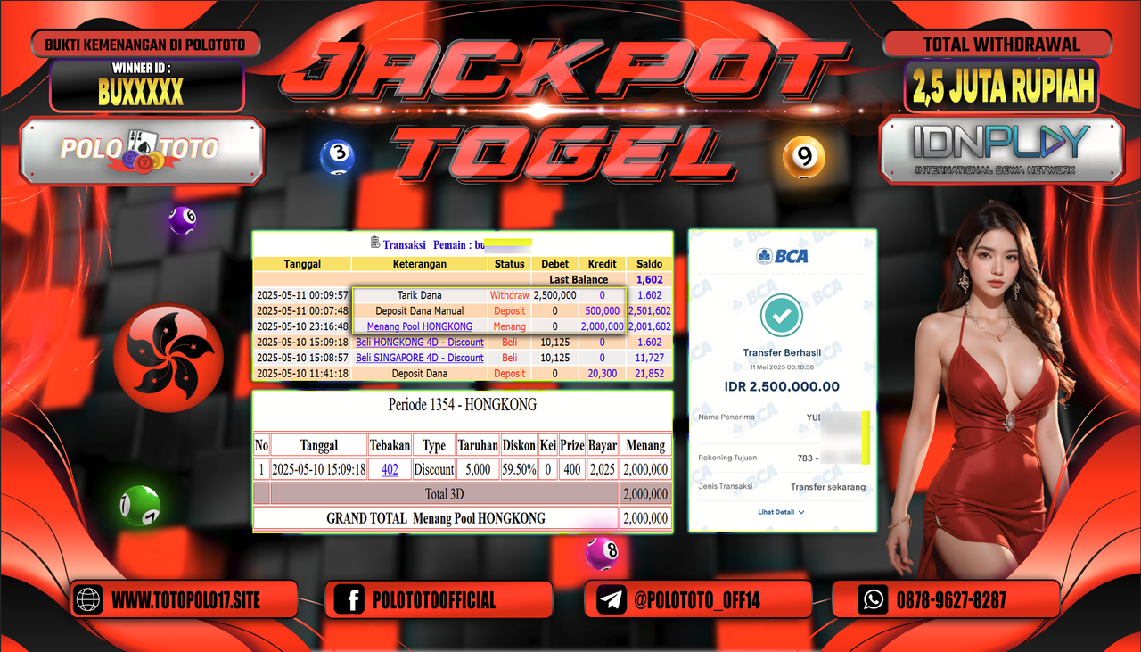 POLOTOTO JACKPOT TOGEL HONGKONG LOTTO Rp.2.500.000,-