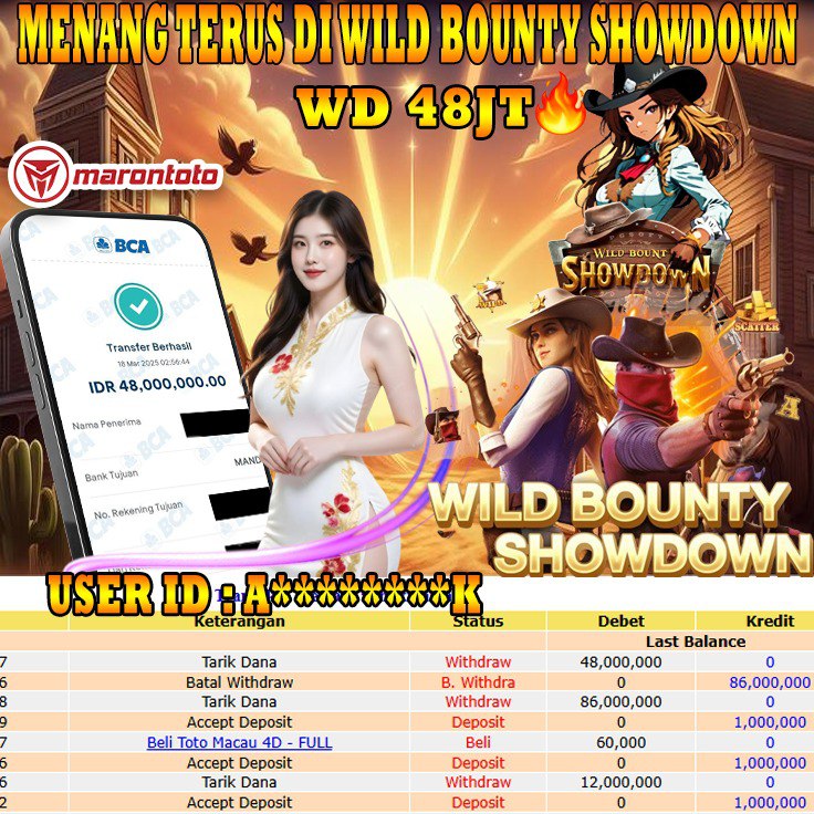 Bukti Kemenangan Member Marontoto Sebesar 48,000,000 JuTa