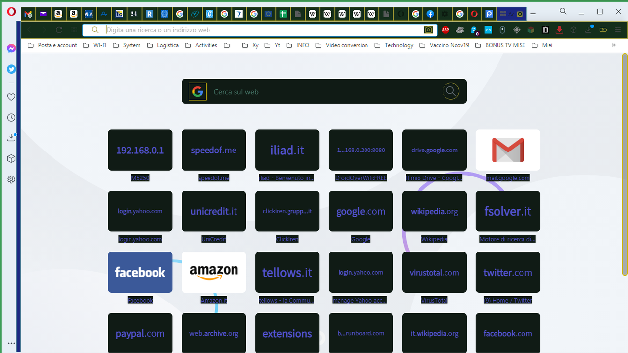 2021 03 25 - Opera 75 problems - 2 home page displaying all badges with dark background but two (col