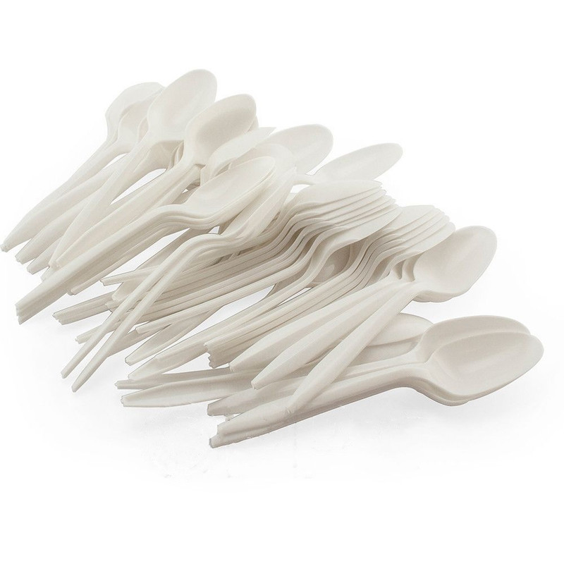 50,100 White Plastic Spoons Disposable Strong Durable Birthday BBQ