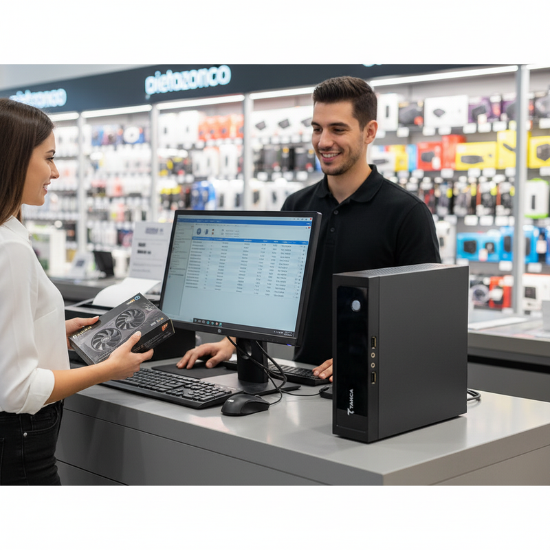 Painel traseiro do Mini PC Tanca mostrando as diversas portas de conexão
