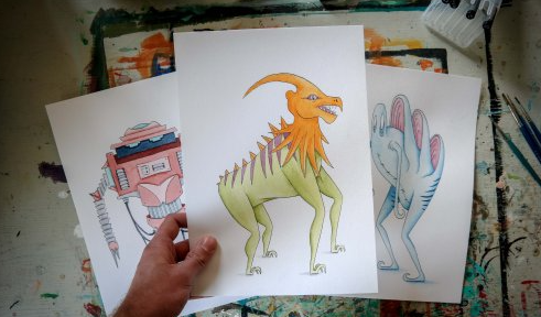 Learn To Create Your Creatures From Simple Shapes – All Illustration Steps – Sketch, Felt, Paint!