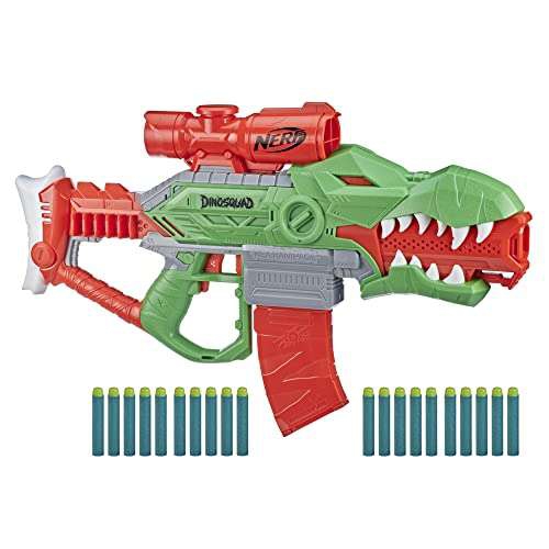 Amazon: Nerf DinoSquad - Rex-Rampage, Lanzador Motorizado, Incluye 1 Lanzador Motorizado de Dardos con 20
