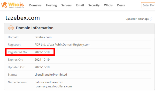 Whois tazebex com 1