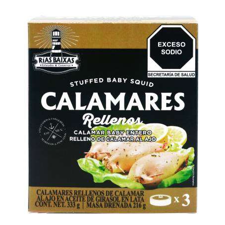 Sams Calamares Baby Rías Baixas Relleno de Calamar al Ajo 3 pzas de 111 g 
