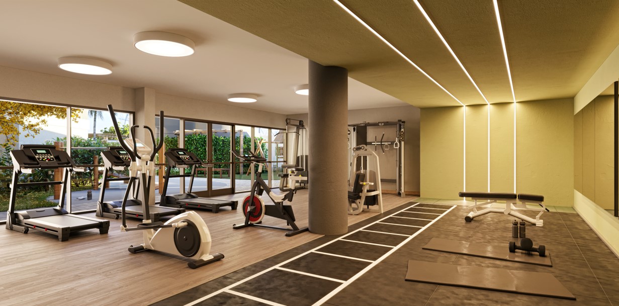 Academia equipada com aparelhos modernos