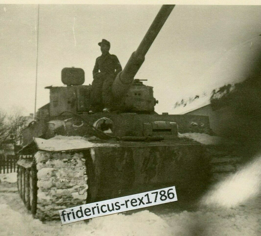 Foto schwerer deutscher Panzer PzKpfw VI Tiger der s.Pz.Abt. 501 März 1944 camo