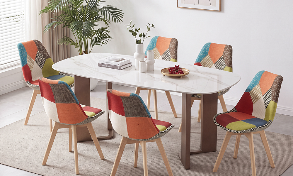 Chaise rétro-chic patchwork - vue d'ensemble