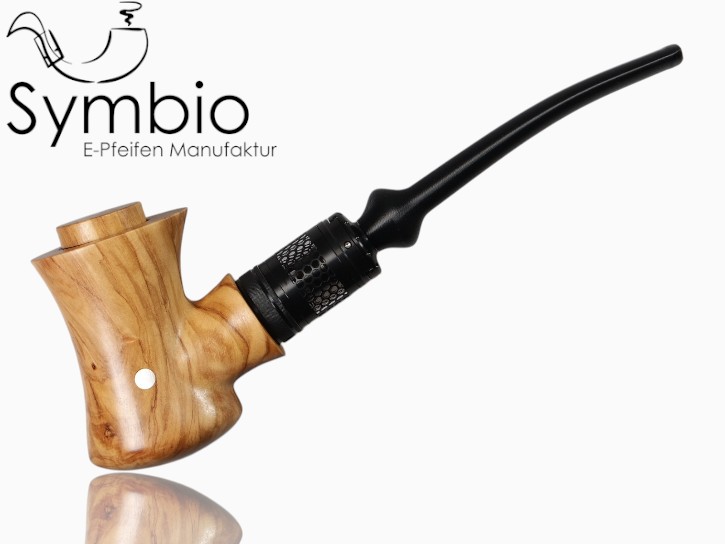 Handliche Omnia E-Pfeife aus italienischem Olivenholz, ergonomisch geformt f&uuml;r angenehmes Dampfen.
