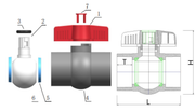 True Union Ball Valve Dimension Drawing