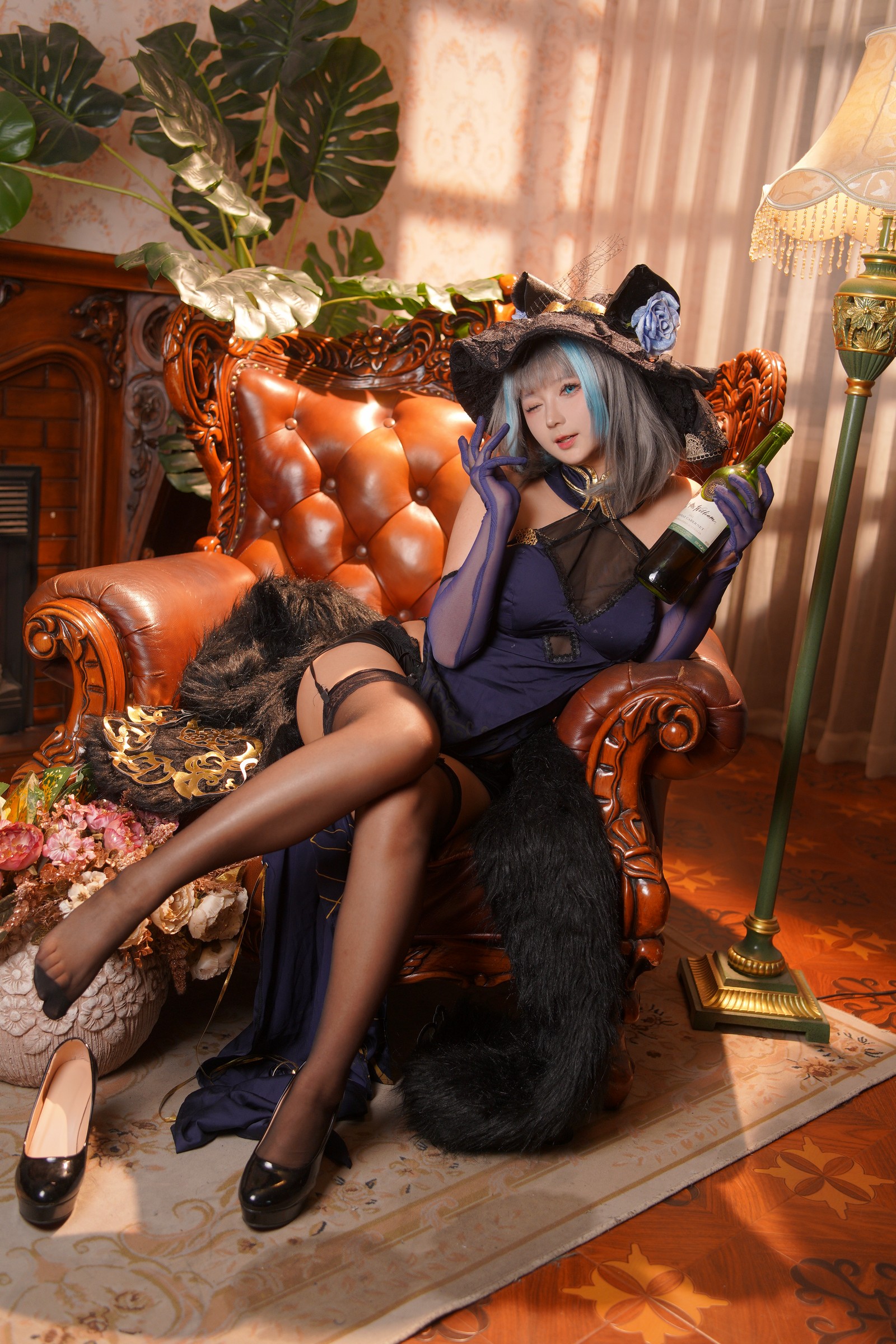 喜欢爱理吗COS二次元写真：柴郡旗袍高清图集（36P-453.8M）插图3