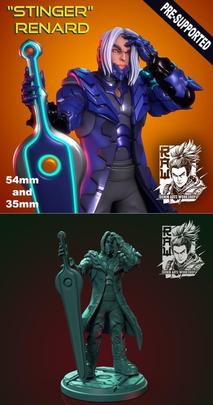 Stinger Renard – Cyberpunk Street Samurai – 3D Print Model Stinger Renard – Cyberpunk Street Samurai – 3D Print Model