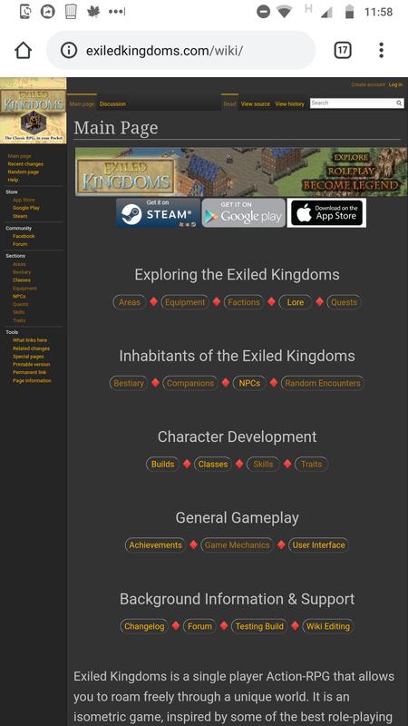 Wiki Width Does Not Adapt To Screen On Android Exiled Kingdoms