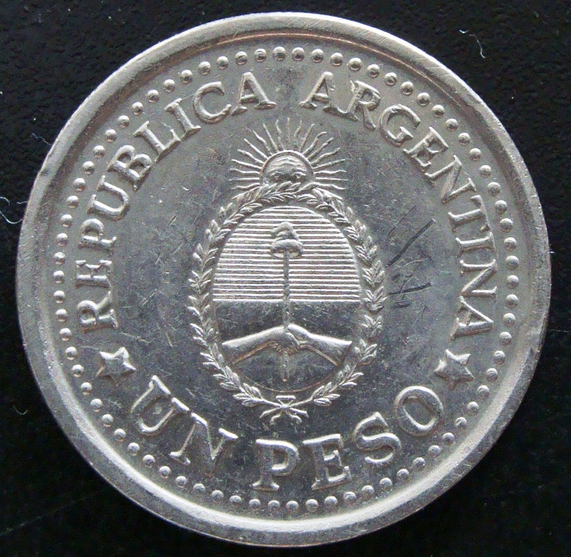1 Peso.  Argentina (1960). 150 Aniversario de la Revolución de Mayo ARG-1-Peso-1960-150-aniversario-Independencia-anv