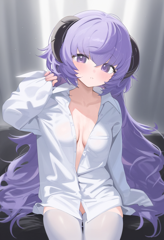 1girl, {{hanyuu}}, mikozin, NDGD, ohlia, {kobayashi ritz}, reoen, purple hair, p s-2290015394