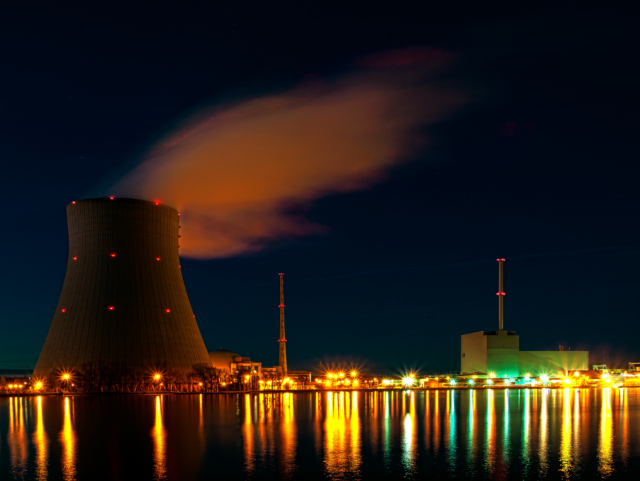 Nuclear power plant Isar at night