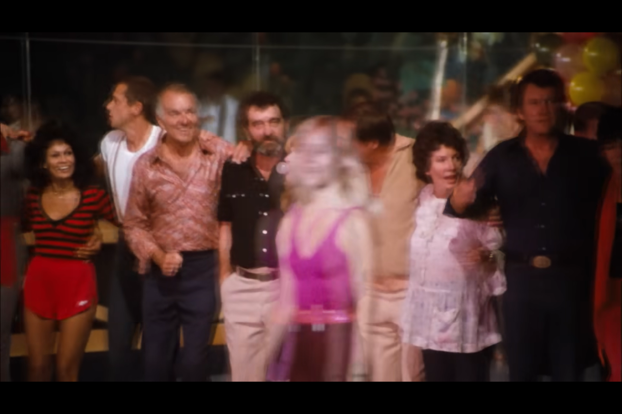 Actor Victor French in the CHiPs roller disco
