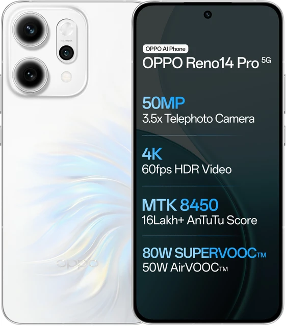 OPPO Reno14Pro 5G (Pearl White, 12GB RAM, 256GB Storage)