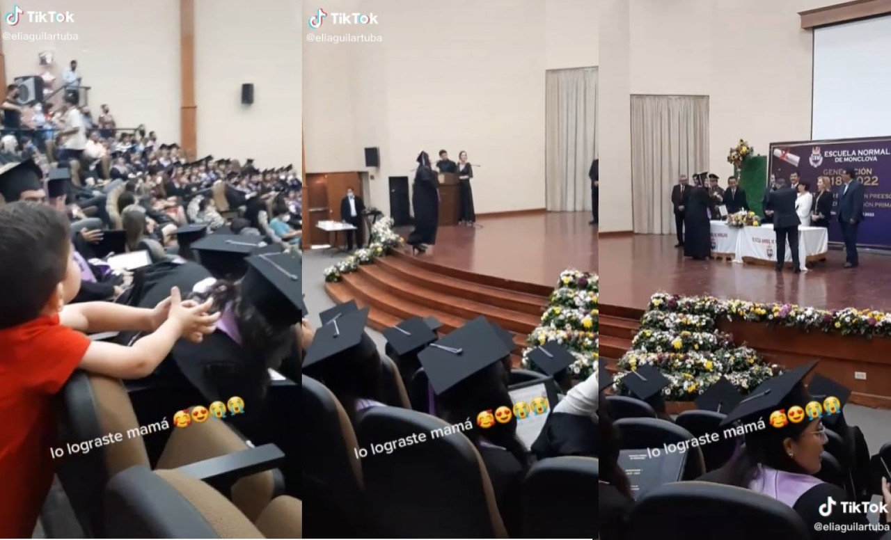 Niño reacciona al ver a su mamá graduarse y se viraliza por todo internet