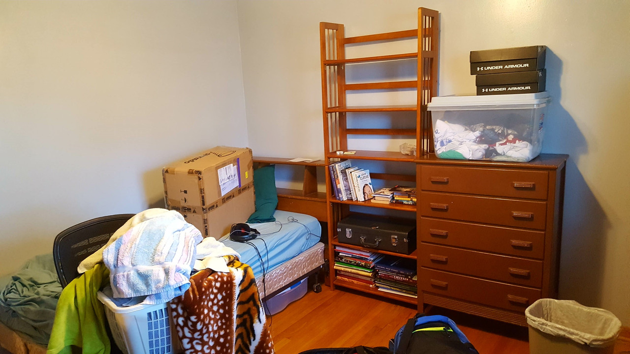 Son's room shelves up