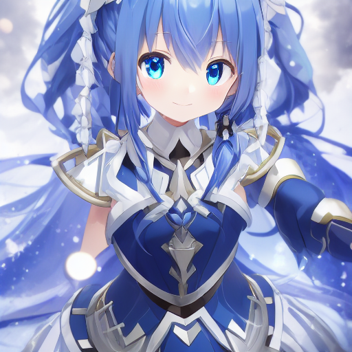 00464-2601782767-DATE_ A_LIVE, detailed ((armor)) [white_dress] and blue gloves, arm up, armpits, 9y