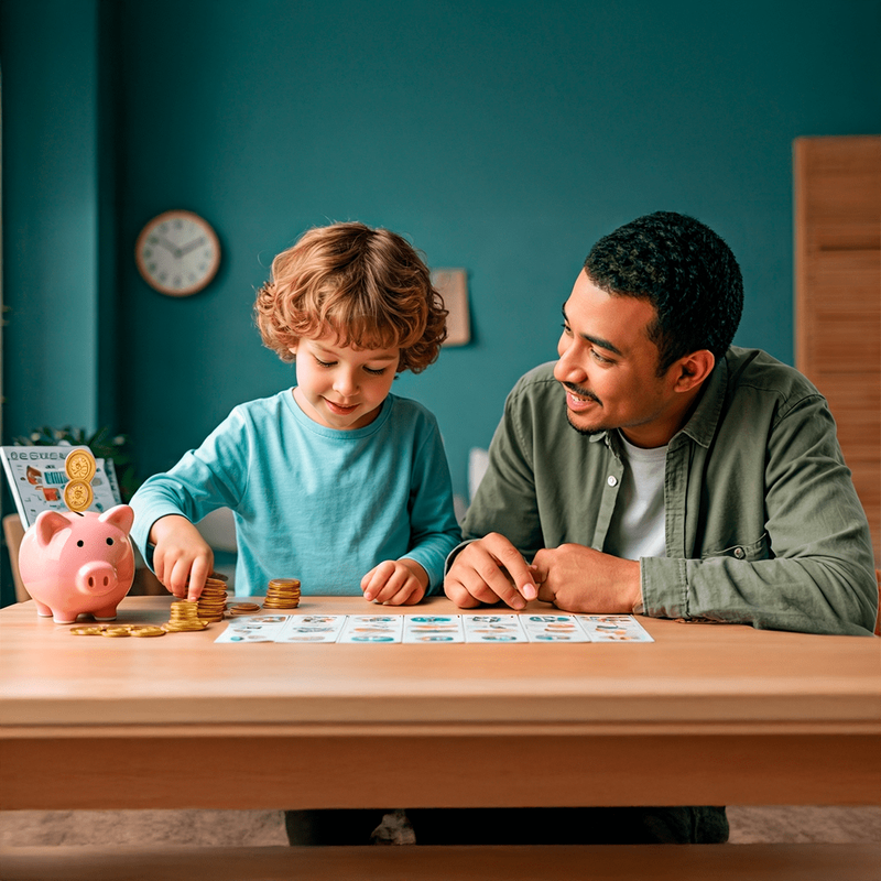 Niño aprendiendo sobre dinero