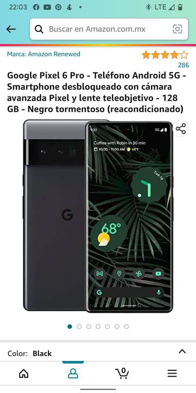 Amazon: Google *Unicornio* Pixel 6 pro (Reacondicionado y Desbloqueado) 
