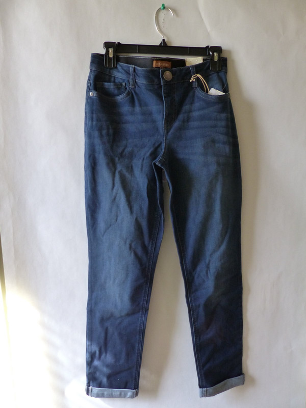 RECREATION WOMENS MID RISE RELAXED SLIMMING FLEXI FIT DARK BLUE JEANS SZ 6