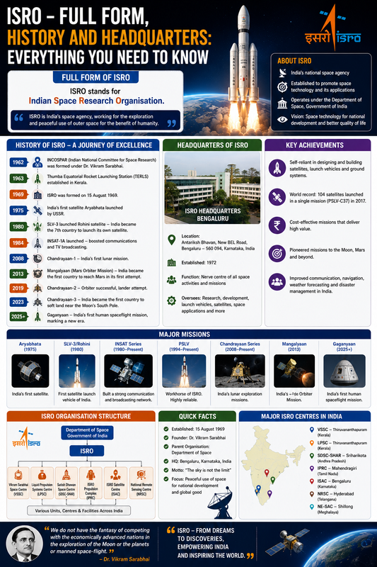 ISRO Full Form, History and Headquarters: Everything You Need to Know