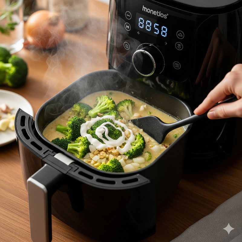 Brokkolicremesuppe in der Heißluftfritteuse