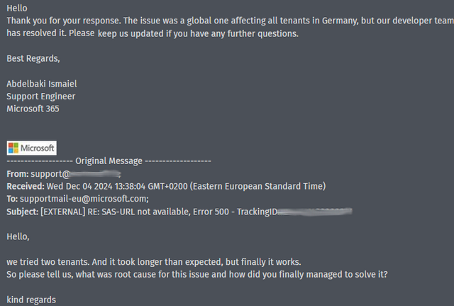 SAS-URL Error 500 solved
