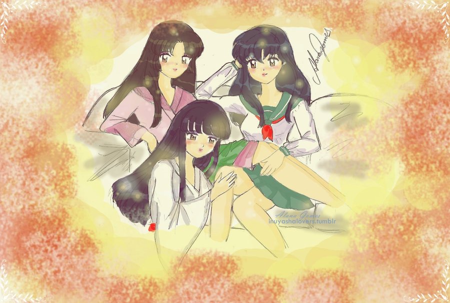 Hình vẽ Kikyou, Kagome, Sango bộ Inuyasha - Page 18 Sango_kikyou_and_kagome_by_itsalana-d56q041