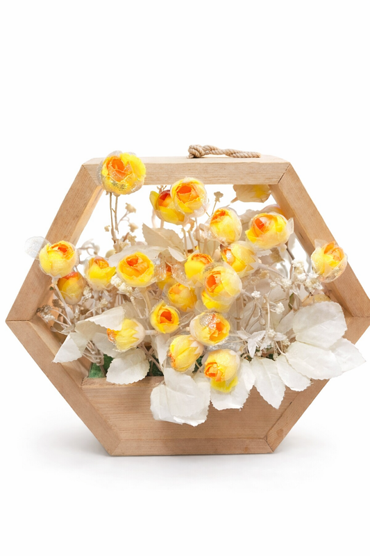 Hexagon Wooden Flower Decor