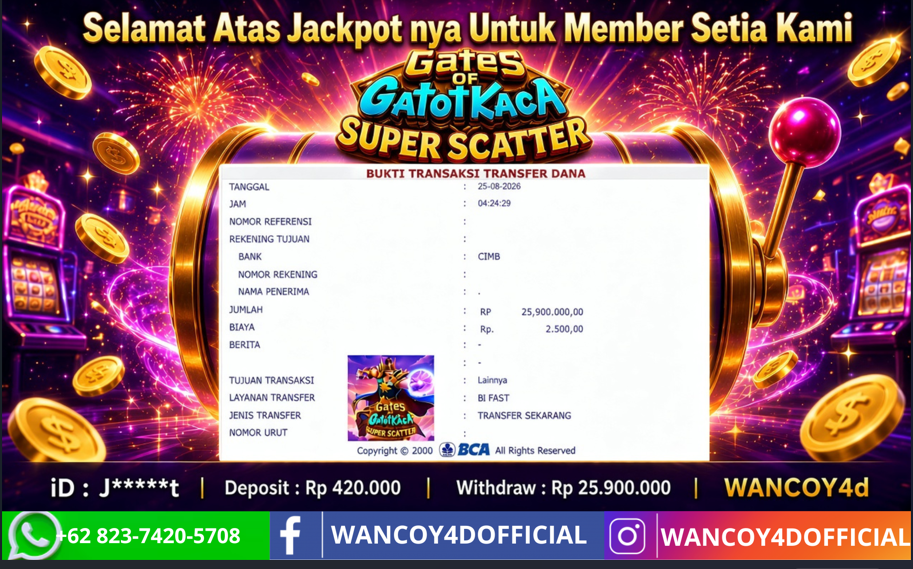 WANCOY4D Gates OF GatotKaca Super Scatter PRAGMATIC PLAY RP.25.900.000 -LUNAS